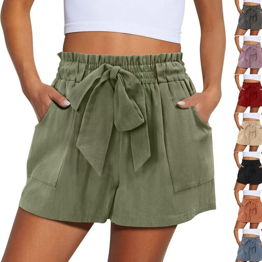 Trendy Knotted Waist Solid Shorts