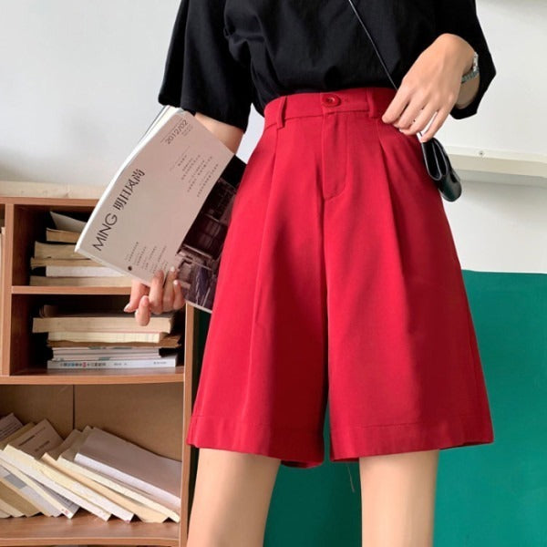 Relaxed Fit Straight-Leg Wide Shorts