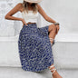 Elegant American Floral Split Midi Skirt