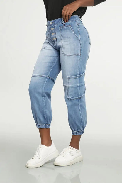 CorsetLace High-Waist Wide-Leg Jeans