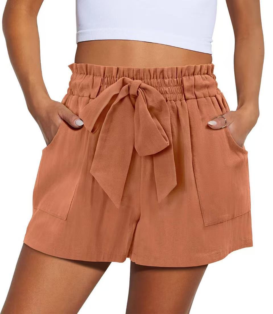 Trendy Knotted Waist Solid Shorts