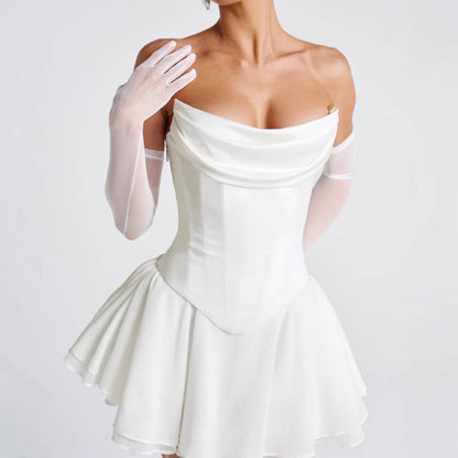 French Solid Color Tube Top Dress With Sleeves - Sculptify™