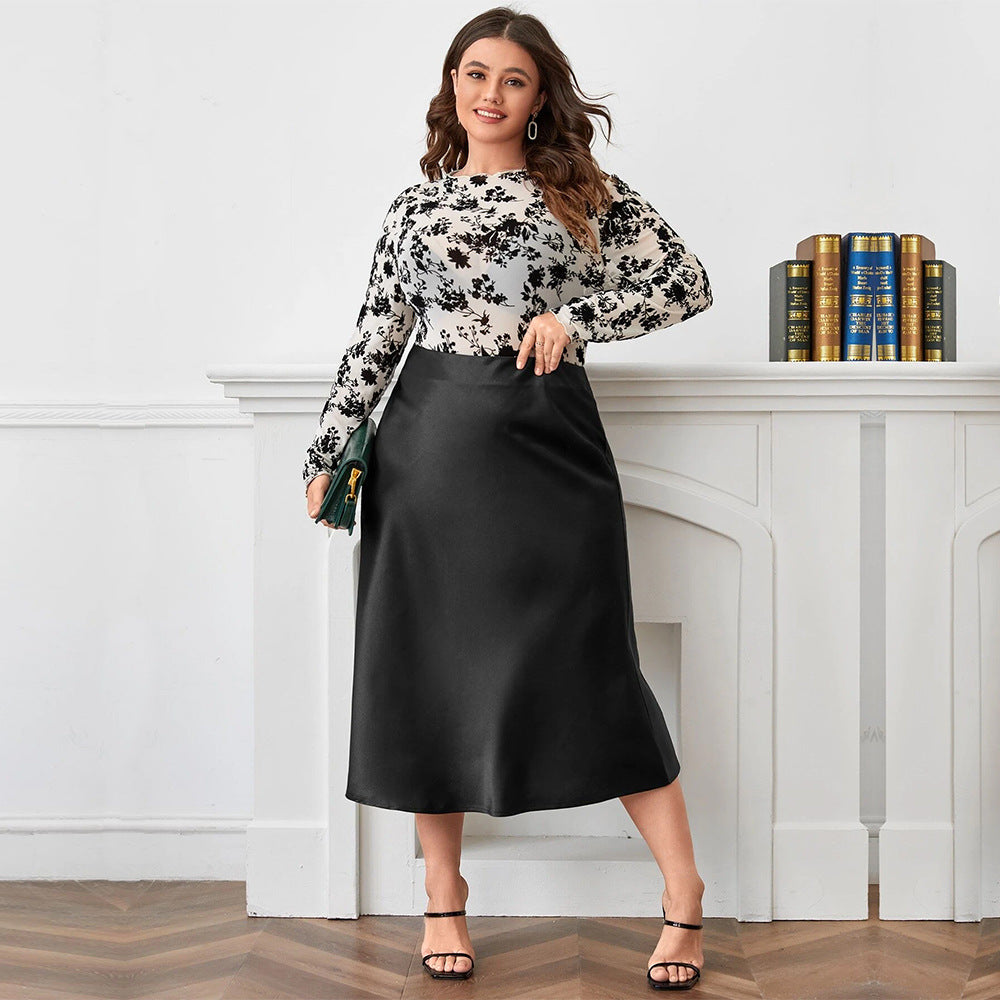 Elegant Zippered Satin Ballroom Skirt