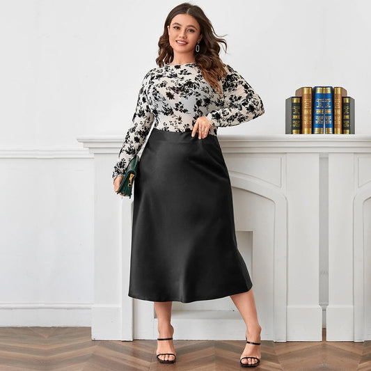 Elegant Zippered Satin Ballroom Skirt