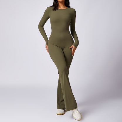 Leisure Horn Long Sleeve Yoga Jumpsuit Naked Women Feeling Tight Quick-drying Sports Workout - Sculptify™