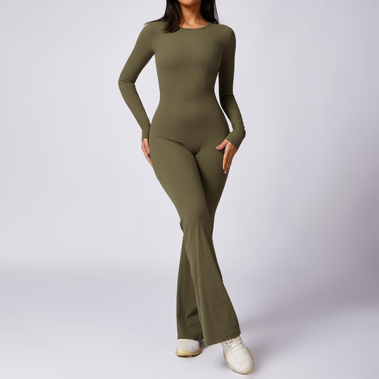 Leisure Horn Long Sleeve Yoga Jumpsuit Naked Women Feeling Tight Quick-drying Sports Workout - Sculptify™