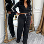 Womens Fashionable Casual Striped Outerwear Set  Sets Sculptify™