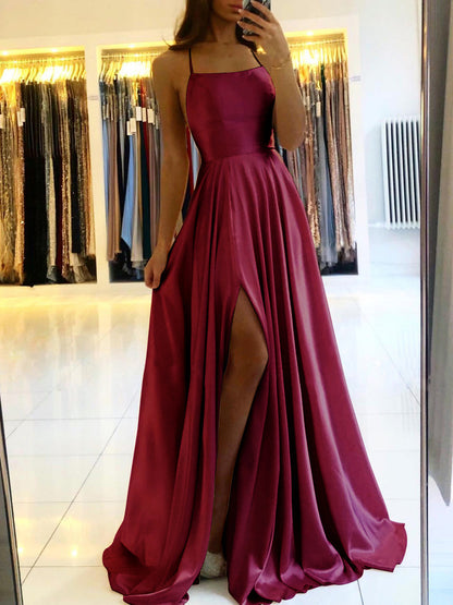 Amazon Long European And American Style Dress Slim Strap Back-to-back Dress High Slit Dance Host Dress - Sculptify™