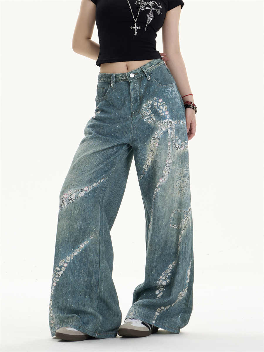 Trendy Bowknot Wide Jeans
