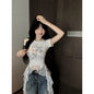 Lace-Panel American Chic Short-Sleeve Womens T-Shirt  Short sleeve t-shirts Sculptify™