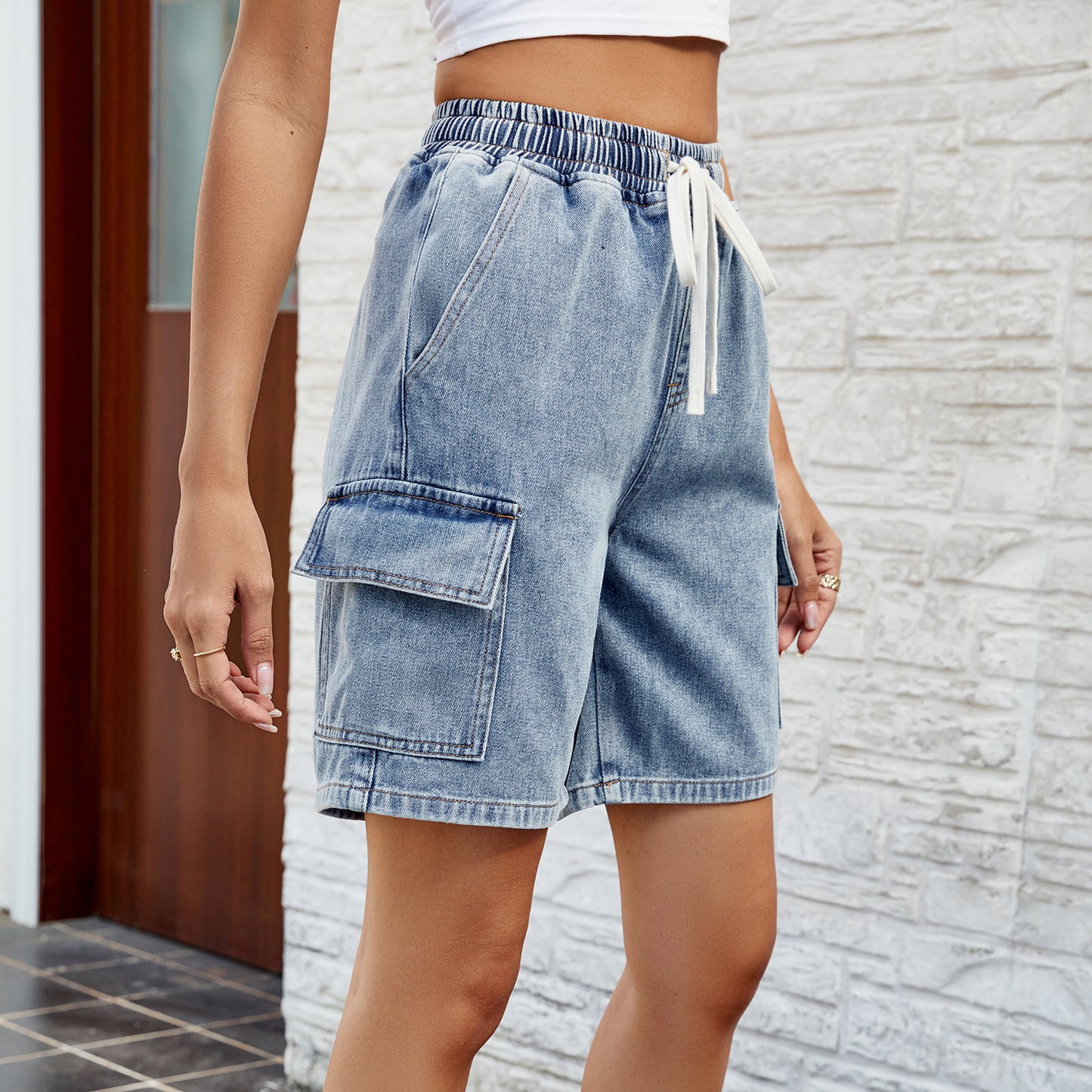 Trendy Washed Five-Point Jean Shorts