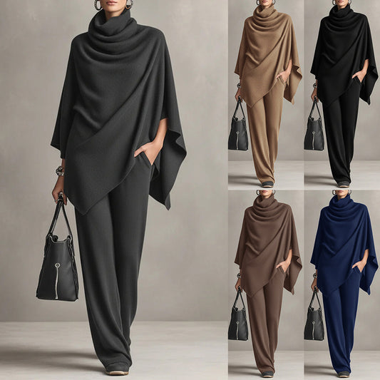 Womens Cloak Top And Wide-leg Pants Two-piece Set - Sculptify™
