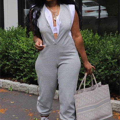 Fake Two-piece Sleeveless Long Ankle Banded Jumpsuit - Sculptify™