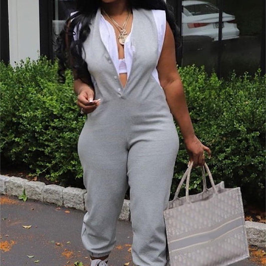 Fake Two-piece Sleeveless Long Ankle Banded Jumpsuit - Sculptify™