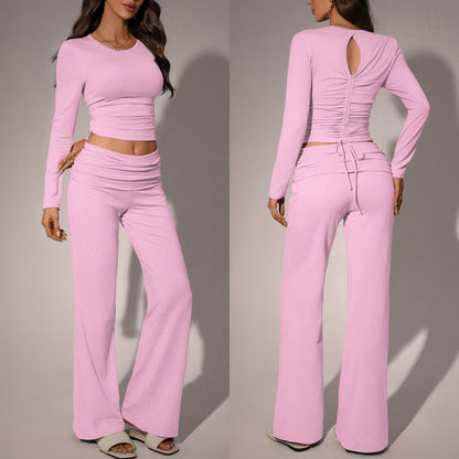 Womens Solid-Color Casual Fashion Top And Pants Set - Sculptify™