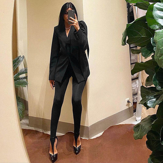 High-Waist Black Stretch Leggings