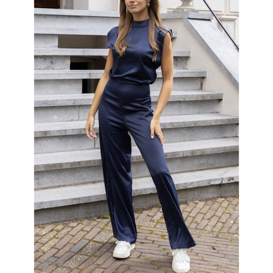 Backless Evening Dress Jumpsuit Solid Color Casual Straight Pants - Sculptify™
