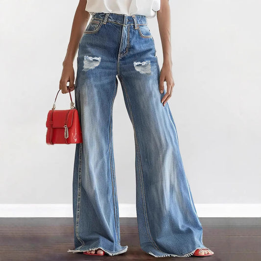 Grunge Flare Raw Hem Jeans