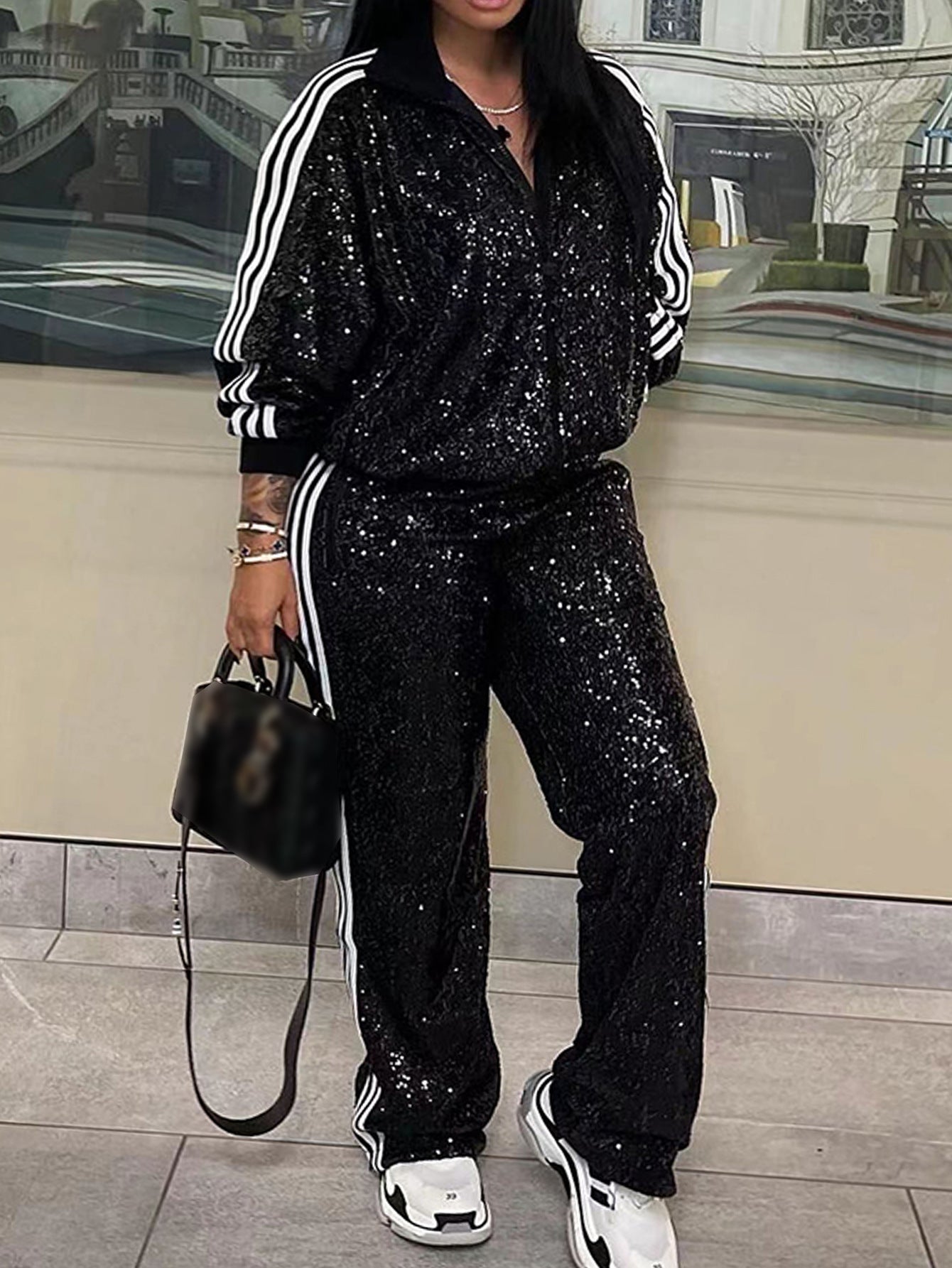 Sequin Plus Size Casual Set For Women - Sculptify™