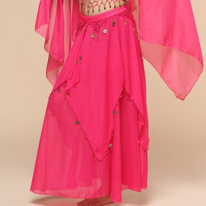 Stage-Ready Coin Hanging Chiffon Skirt