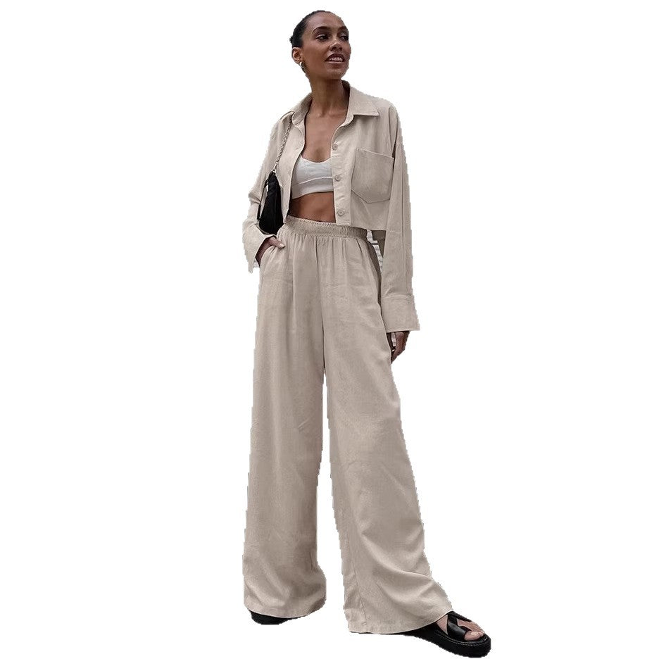 Womens Casual Fashion Shirt And Drawstring Pants Set - Sculptify™
