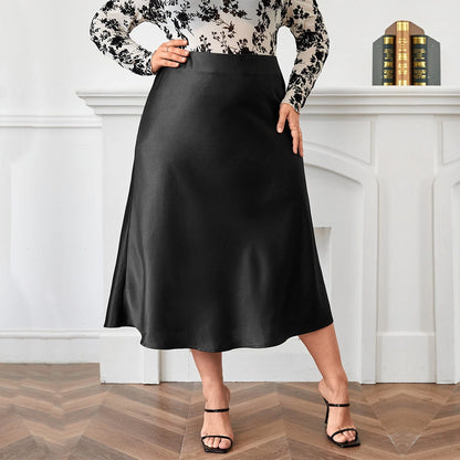 Elegant Zippered Satin Ballroom Skirt