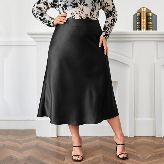 Elegant Zippered Satin Ballroom Skirt