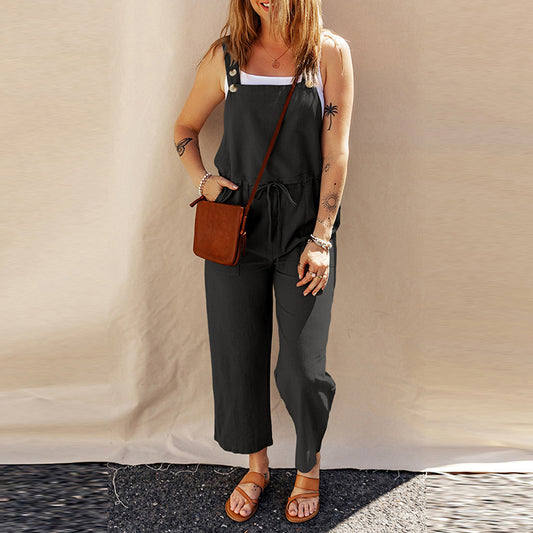 Solid Color Camisole Jumpsuit Loose Sleeveless - Sculptify™
