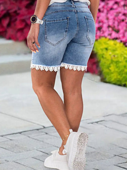 Stylish Light Blue Plus Size Denim Shorts