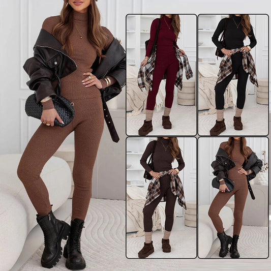 Turtleneck Form-fitting Pullover And Leggings Set  Sets Sculptify™