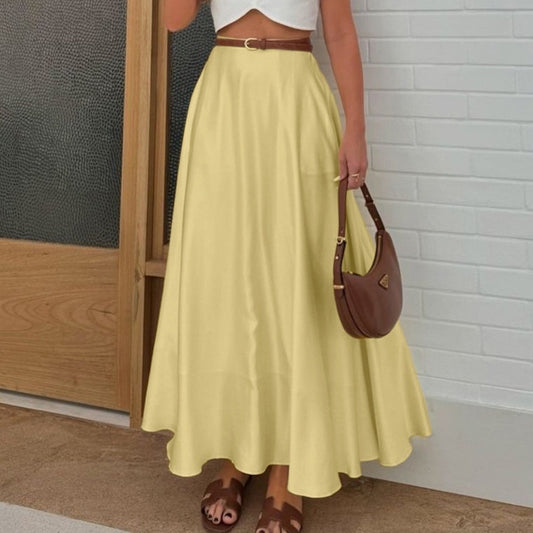 Sleek Draping Polyester Satin Skirt