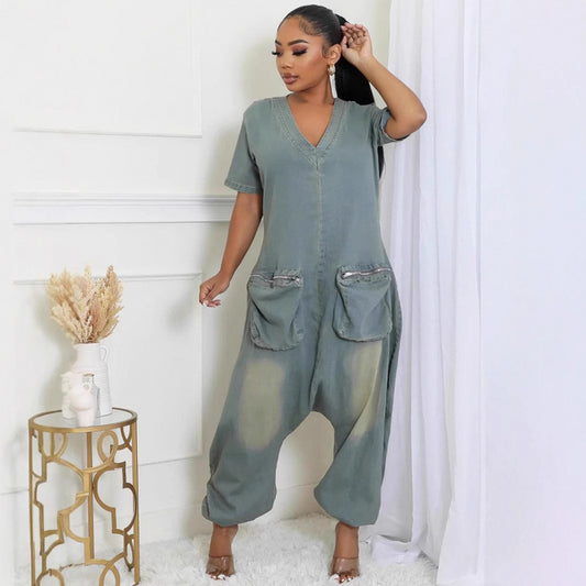 Women's Loose Crotch Jumpsuit Retro Personality - Sculptify™