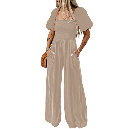 Women's Square Collar Short Sleeve Jumpsuit - Sculptify™