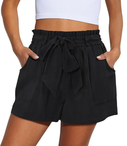 Trendy Knotted Waist Solid Shorts