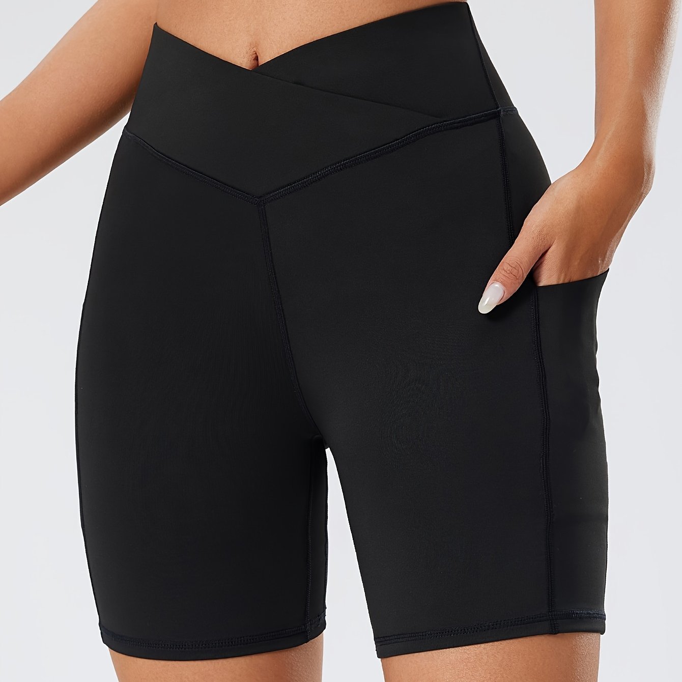 Practical High-Waist Yoga Shorts