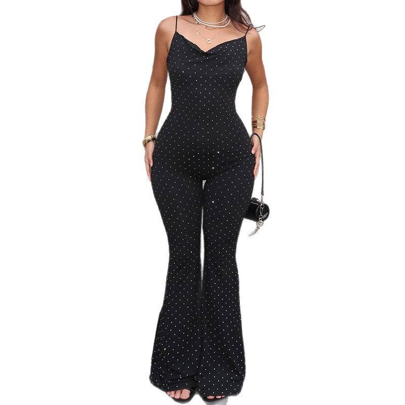 Womens Elegant V-Neck Body-Hugging Hip-Hugging Jumpsuit Pants - Sculptify™