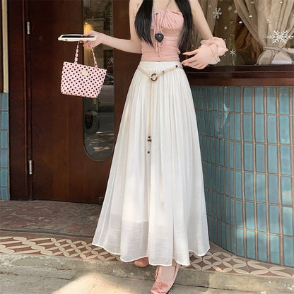 Timeless Vintage Pleated Belt Skirt