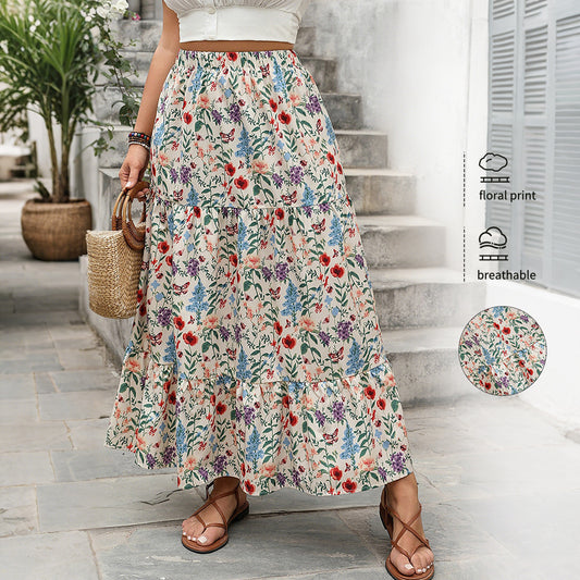 Vintage-Inspired Floral A-Line Skirt