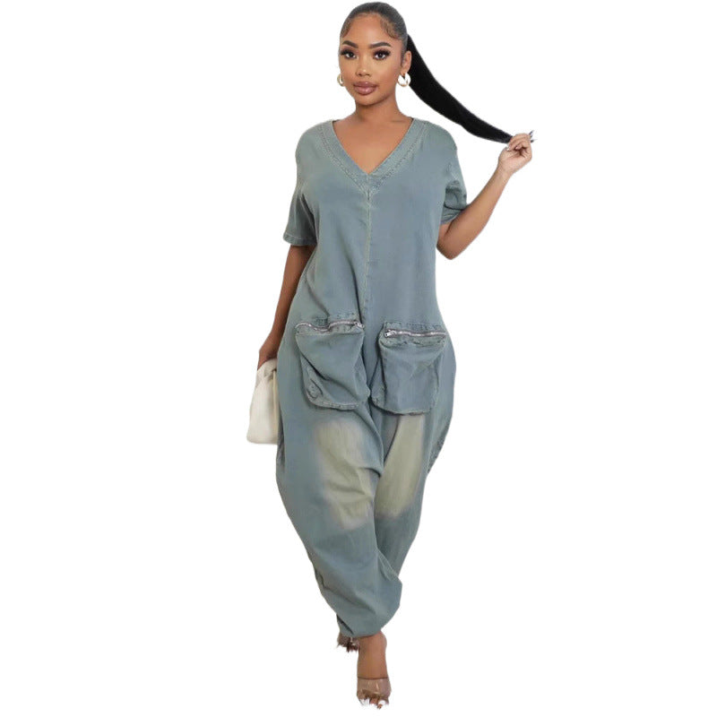 Women's Loose Crotch Jumpsuit Retro Personality - Sculptify™
