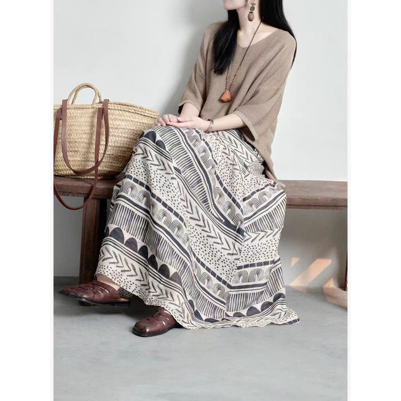 Modern Contrast Panel Skater Skirt