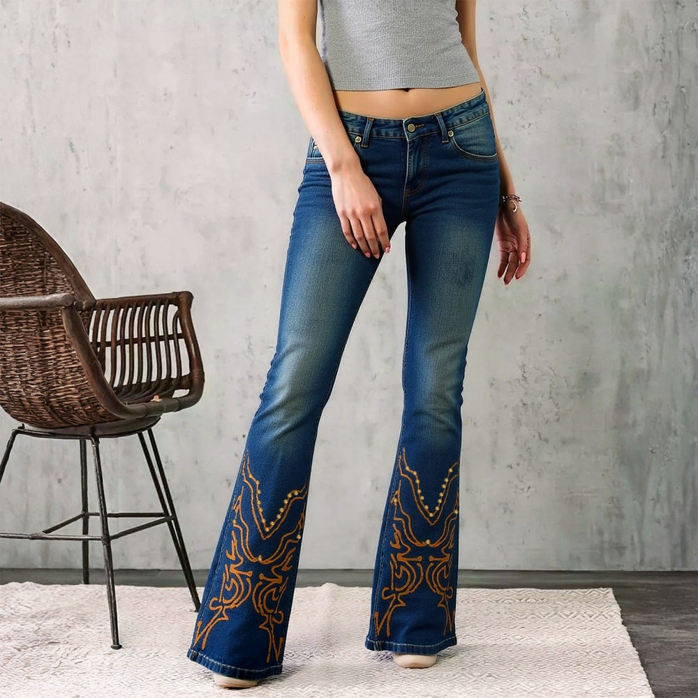 Sweetheart Cut-Out Flare Jeans