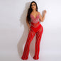 Women's See-through Deep V Rhinestone Jumpsuit - Sculptify™