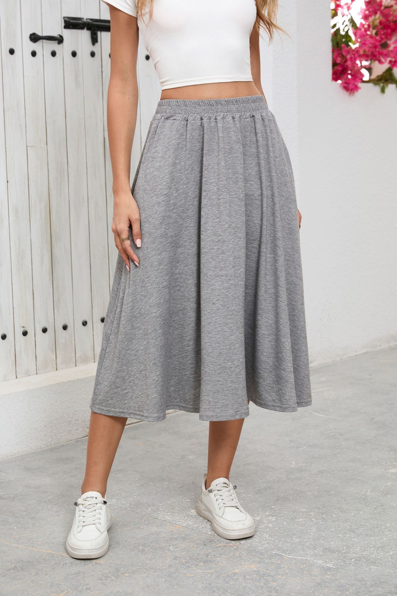 Modern High-Waist Flowy Draped Skirt
