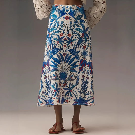 Flowy Casual All-Match Print Skirt