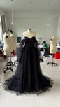 Women's Long Sleeve Transparent Lace Black Wedding Dress - Sculptify™