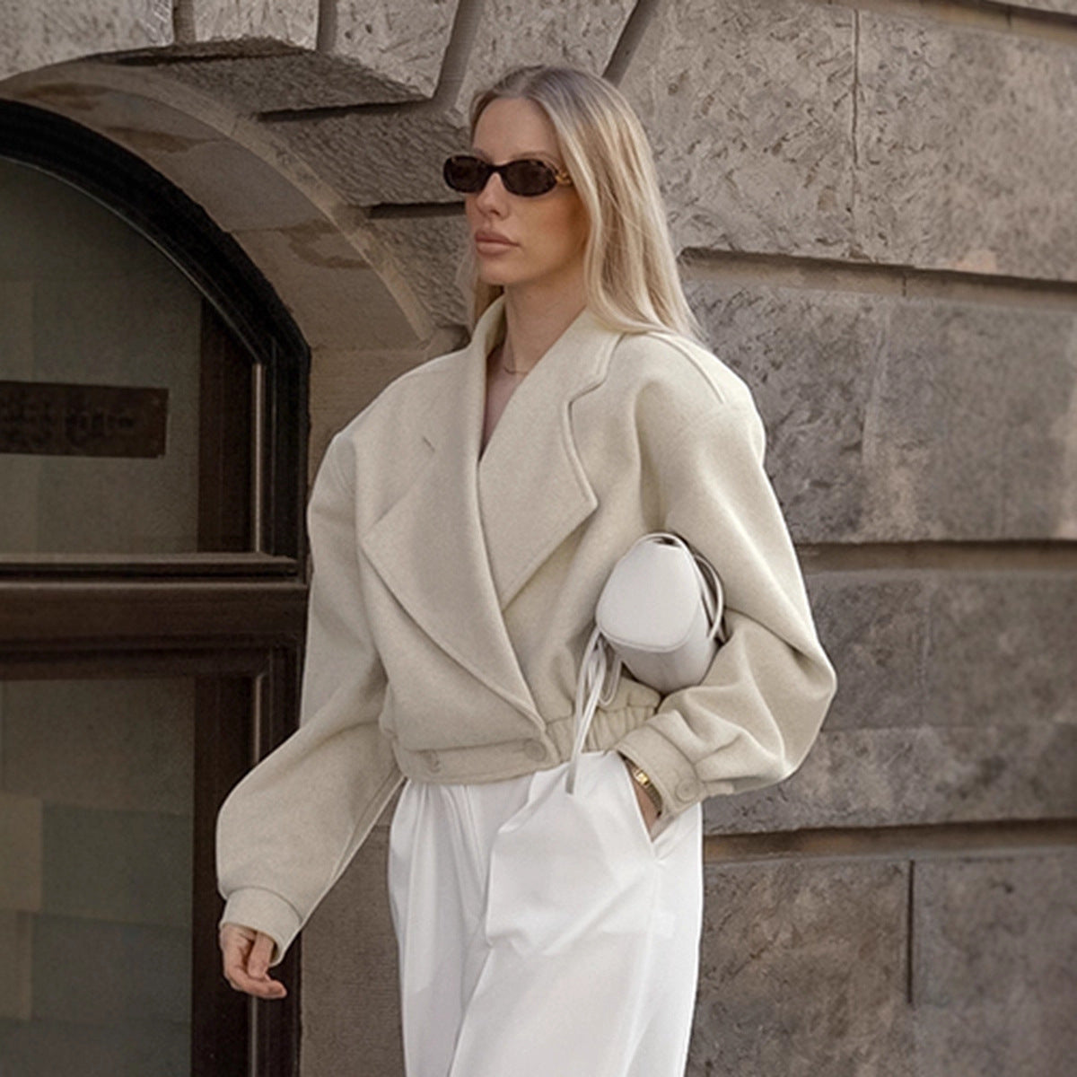 Commuter Wool Coat With A Blazer Collar For Women - Sculptify™