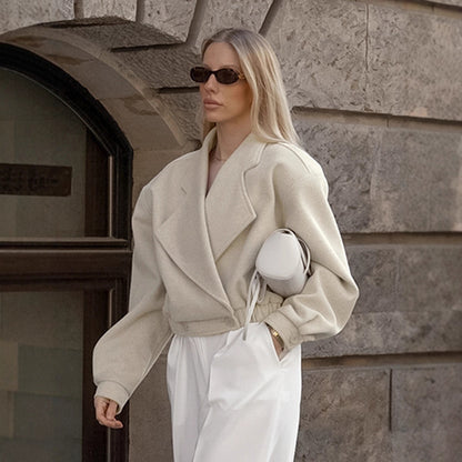 Commuter Wool Coat With A Blazer Collar For Women - Sculptify™